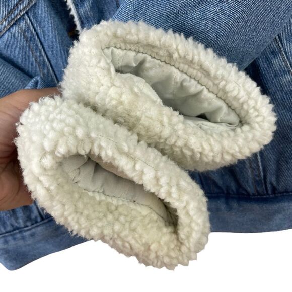 Anthro Puella Faux Shearling Lined Denim Jacket Size XS - Picture 4 of 6